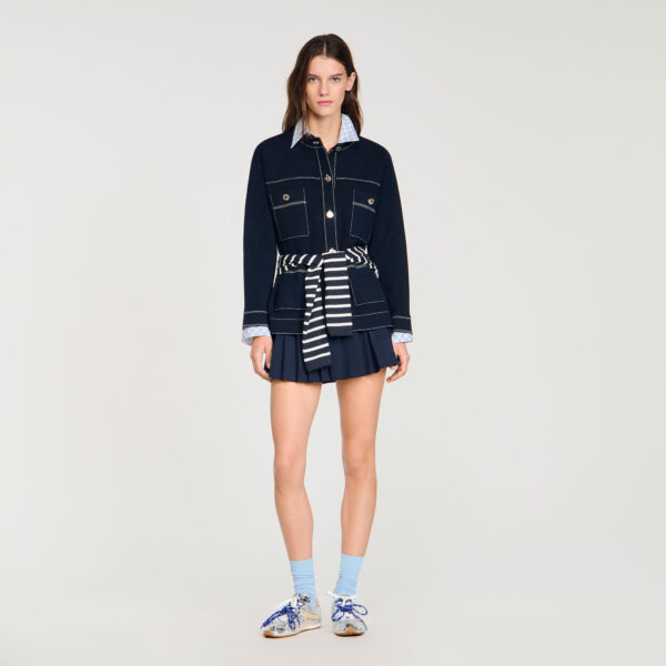 Cardigan à surpiqûres contrastées
