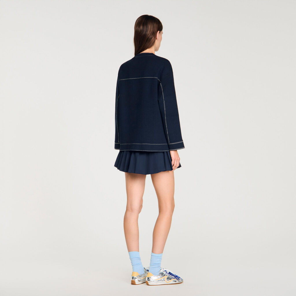Cardigan à surpiqûres contrastées