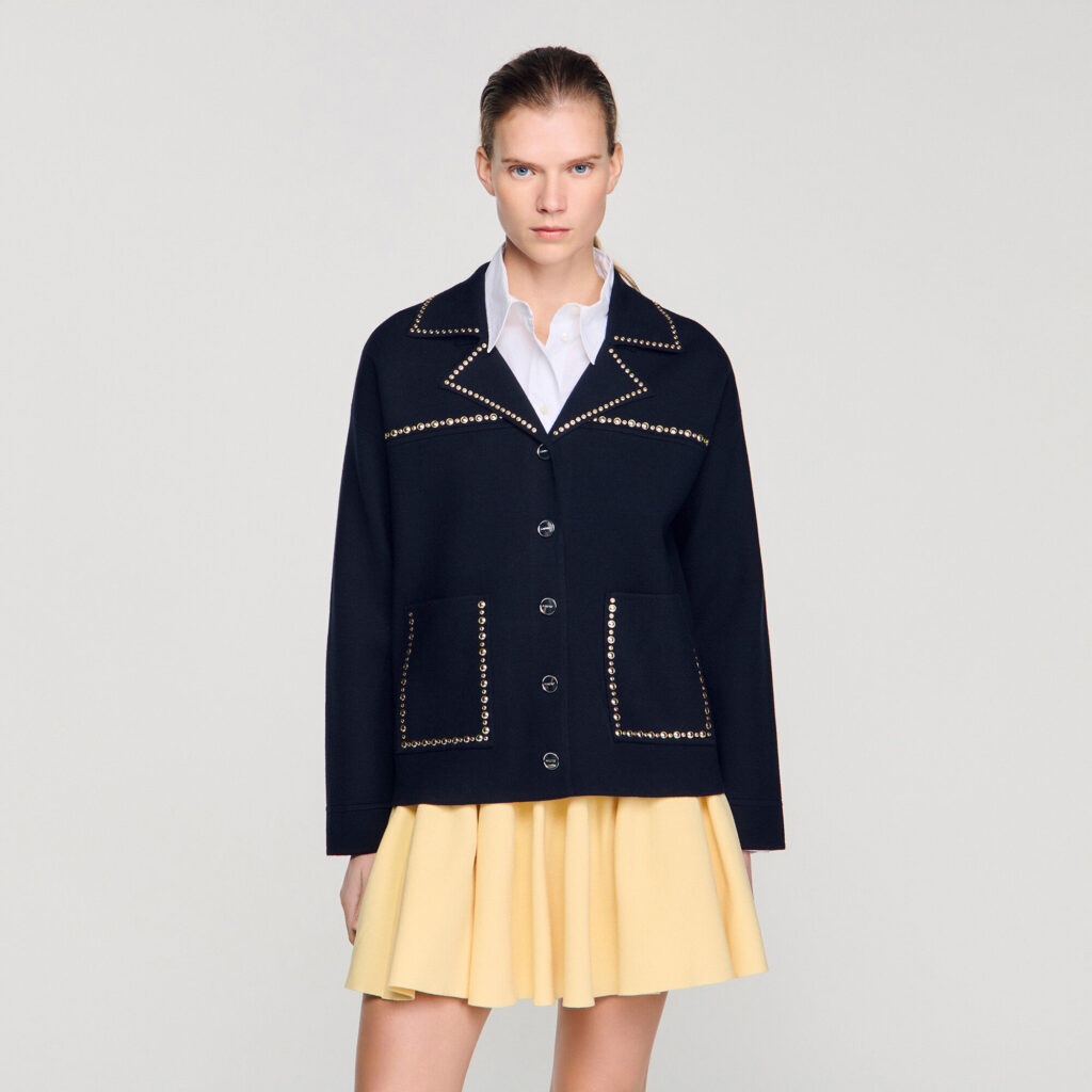 Cardigan à studs col tailleur