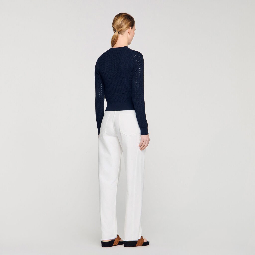 Cardigan court en maille texturée