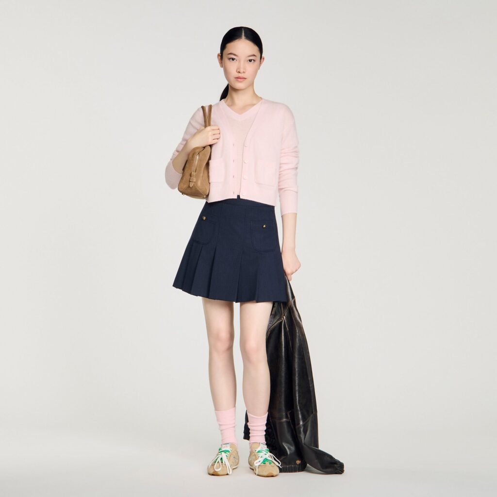 Cardigan court en laine cachemire