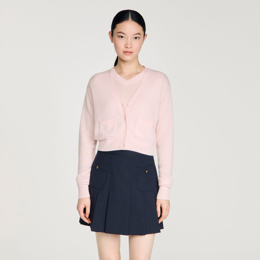 Cardigan court en laine cachemire