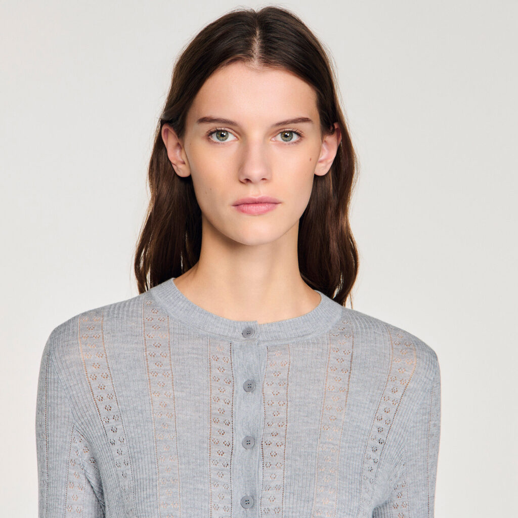 Cardigan en maille pointelle