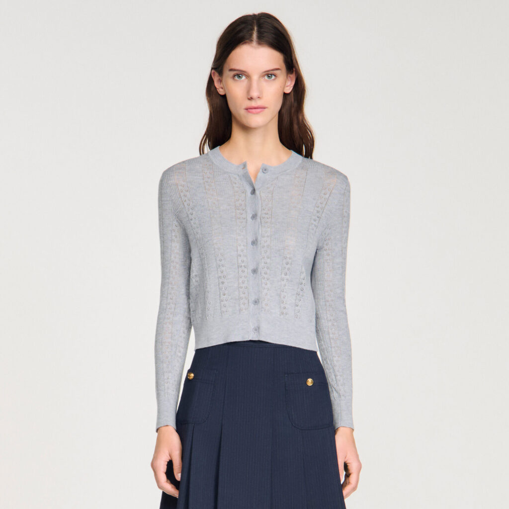 Cardigan en maille pointelle