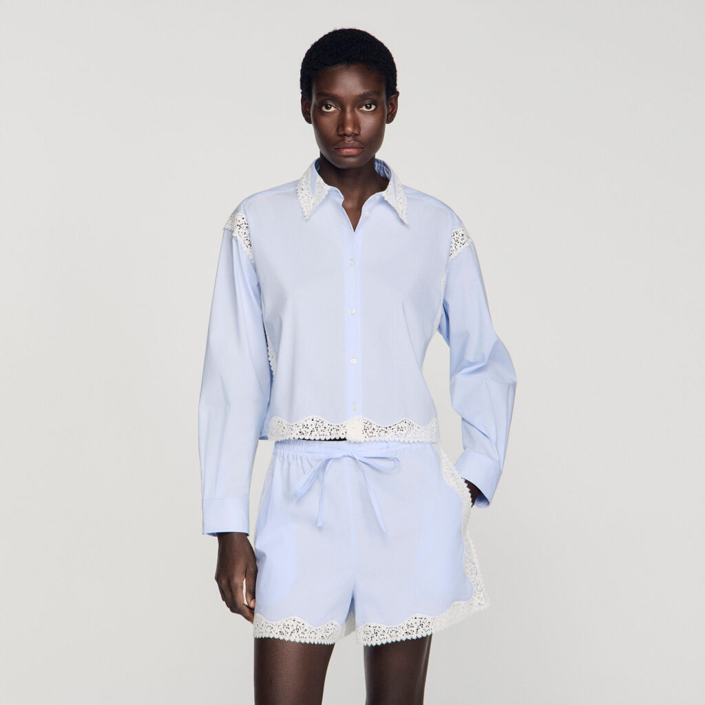 Chemise à détails dentelle