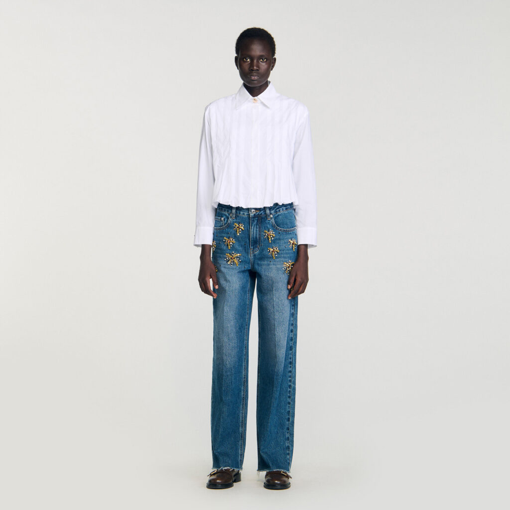 Chemise courte à plis
