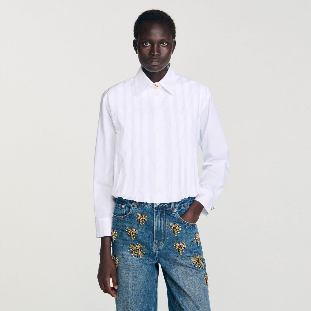 Chemise courte à plis