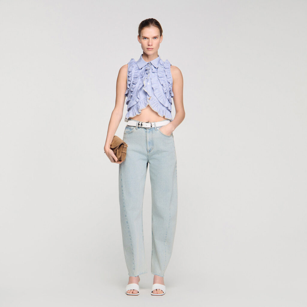 Chemise rayée à volants
