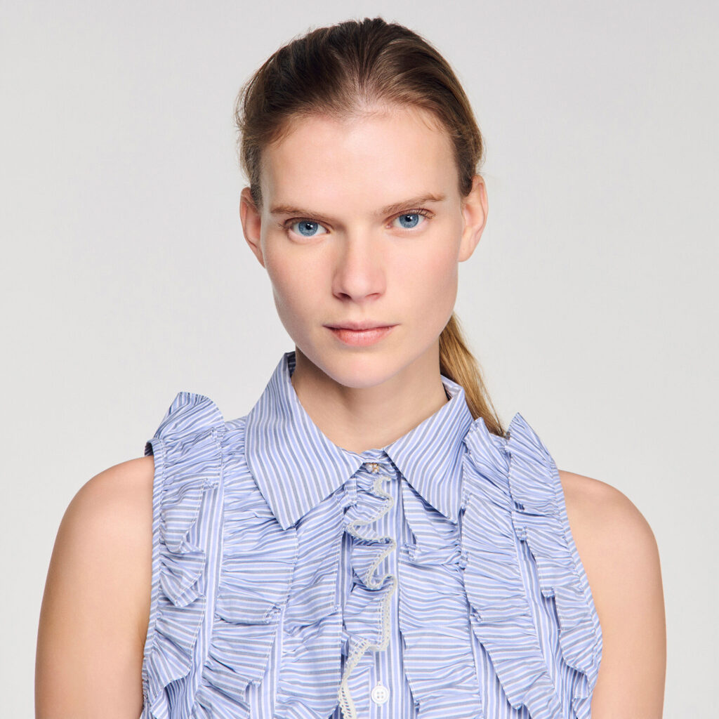 Chemise rayée à volants