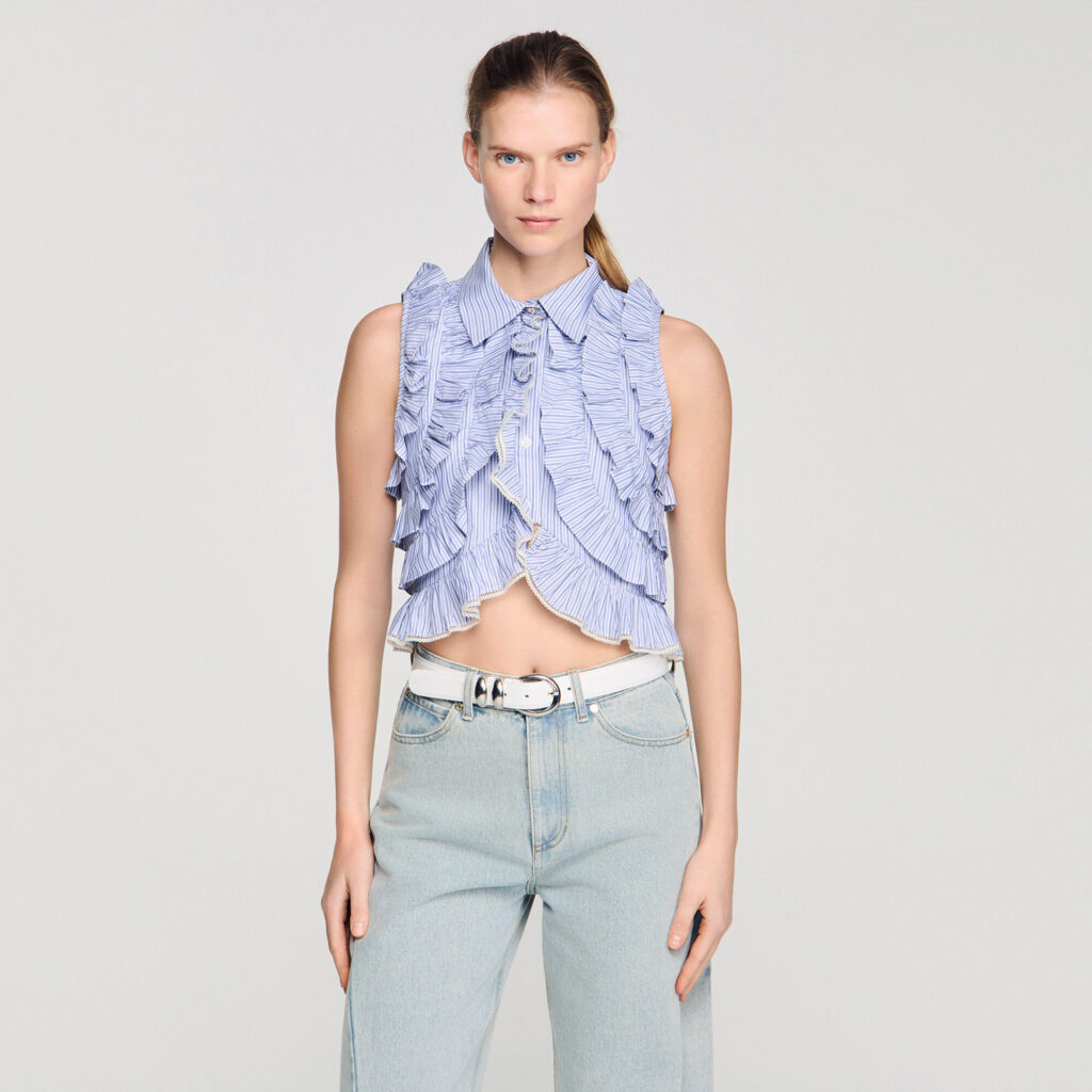 Chemise rayée à volants