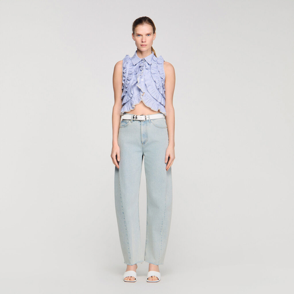 Chemise rayée à volants
