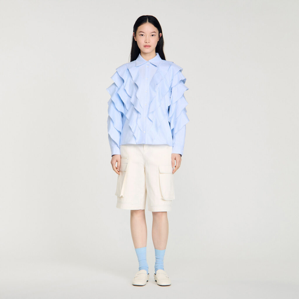 Chemise en coton à volants