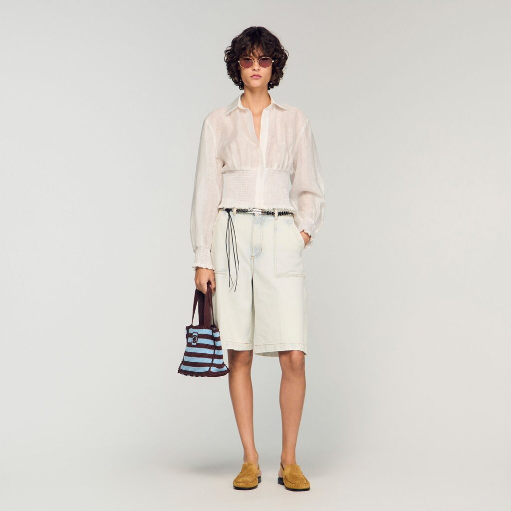 Chemise smockée en lin
