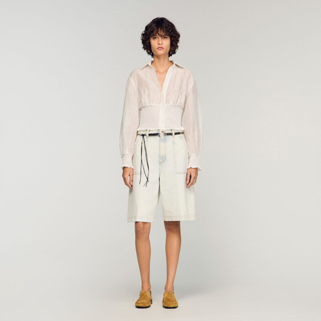 Chemise smockée en lin