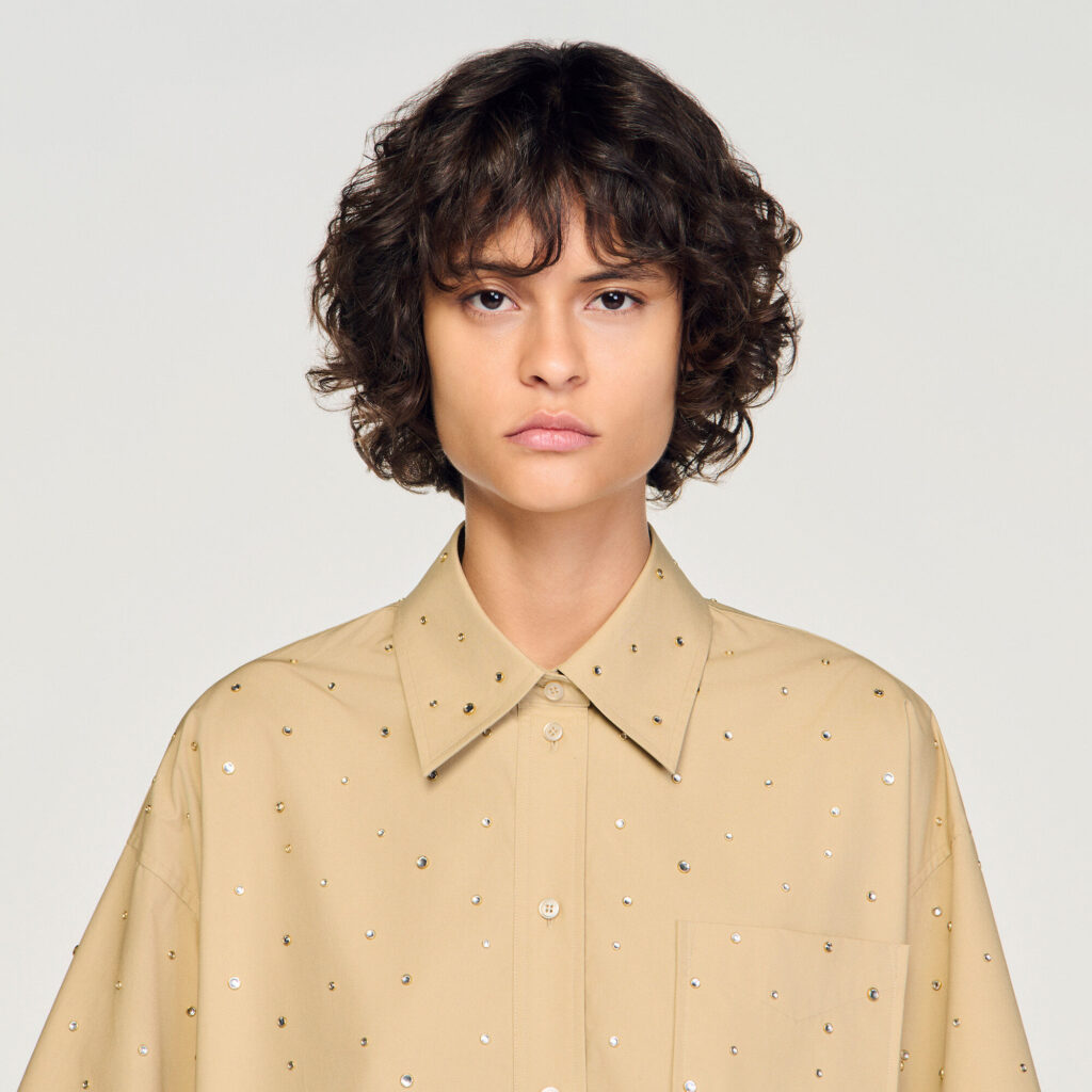 Chemise en coton à strass