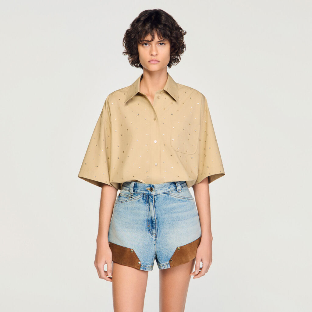 Chemise en coton à strass