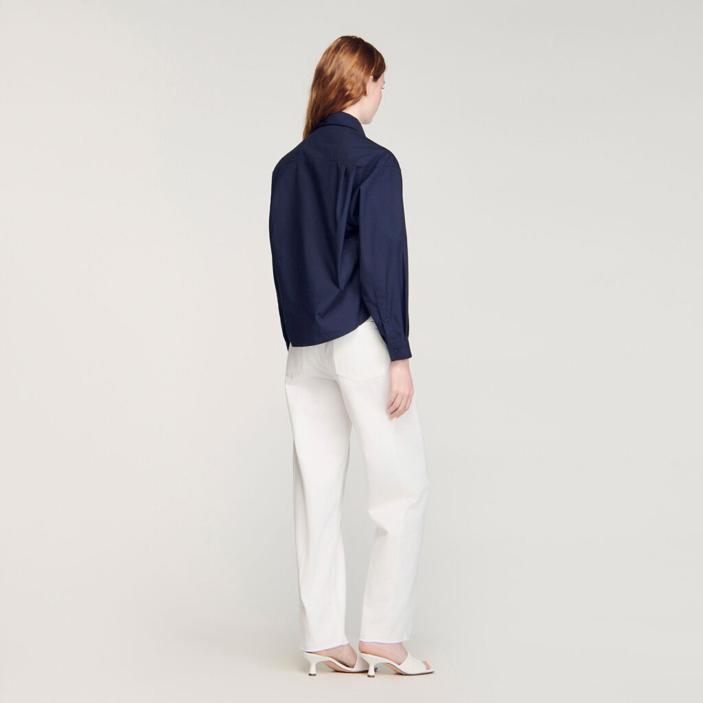 Chemise en coton brodée fleurie
