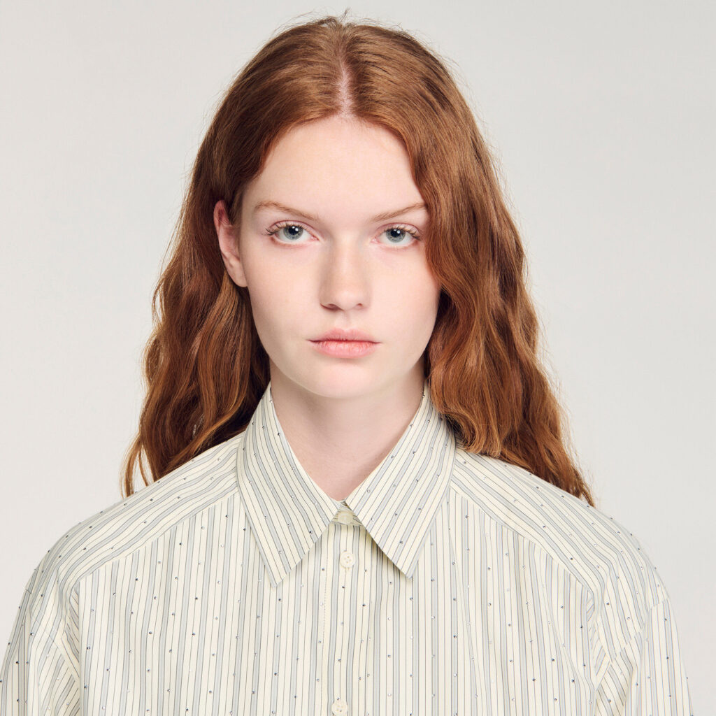 Chemise strassée à rayures
