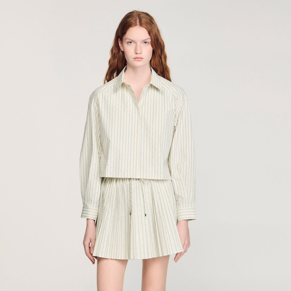 Chemise strassée à rayures