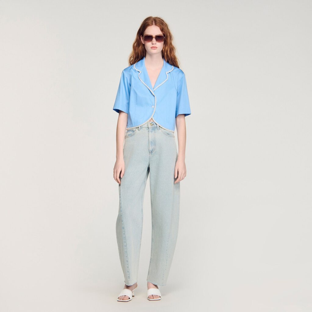 Chemise en coton à galon perlé