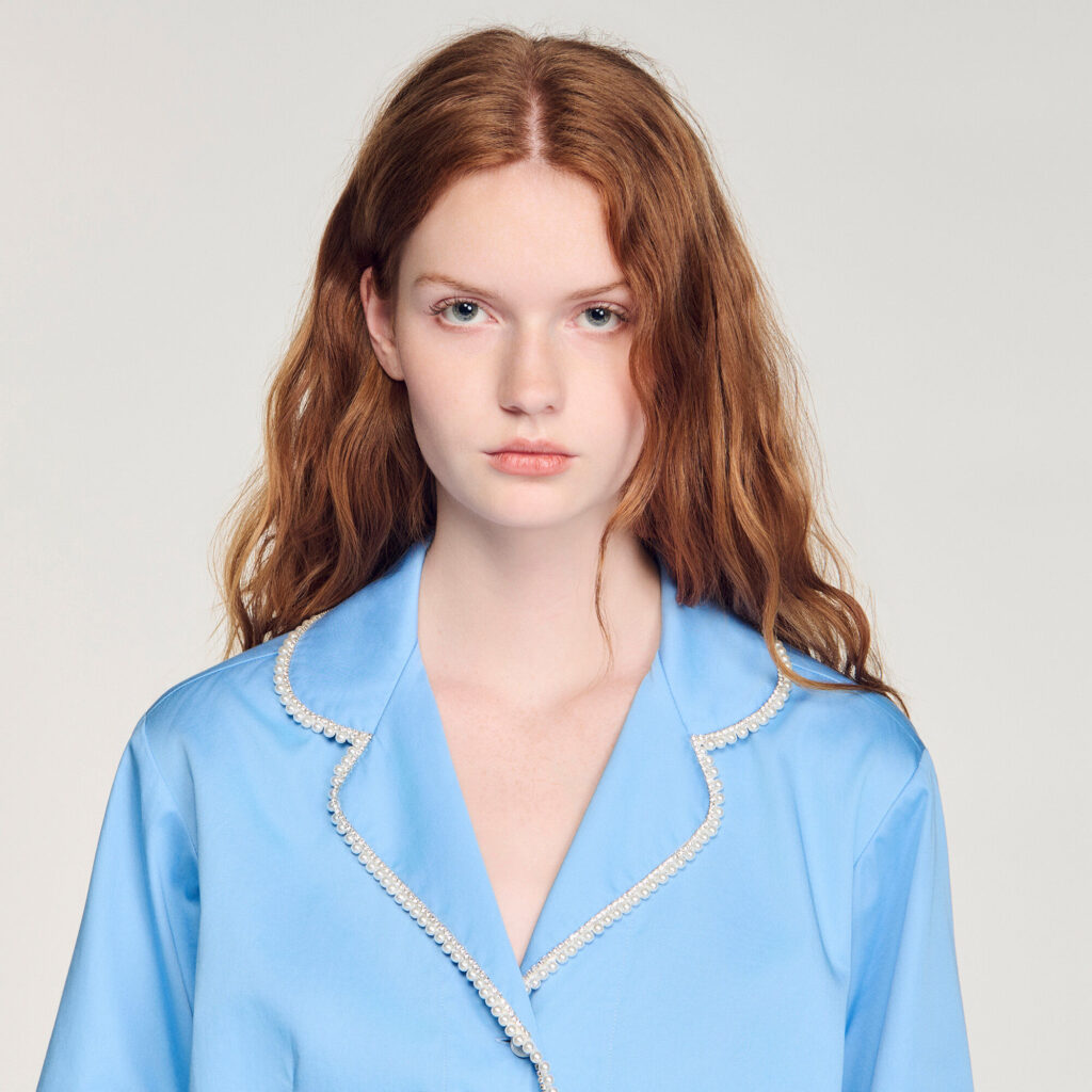 Chemise en coton à galon perlé