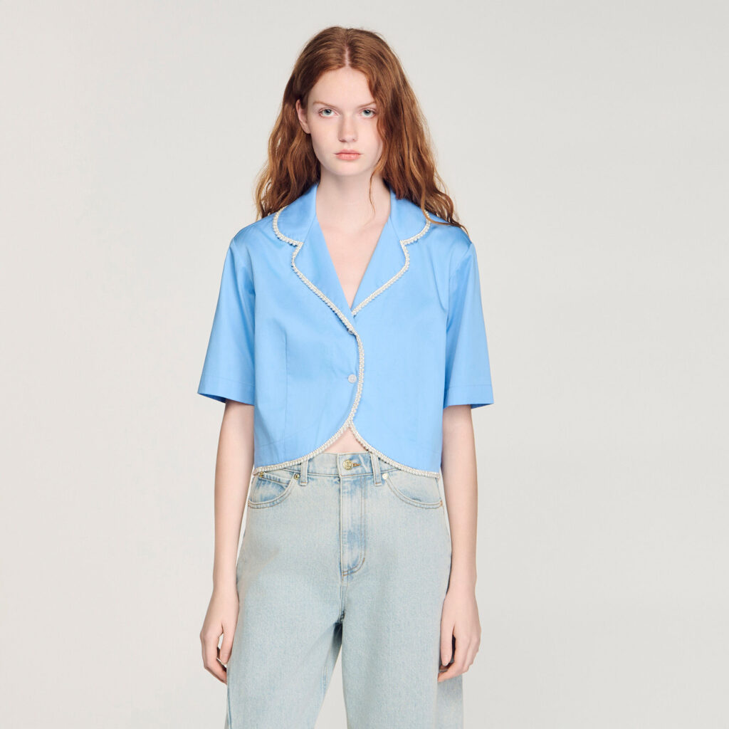 Chemise en coton à galon perlé