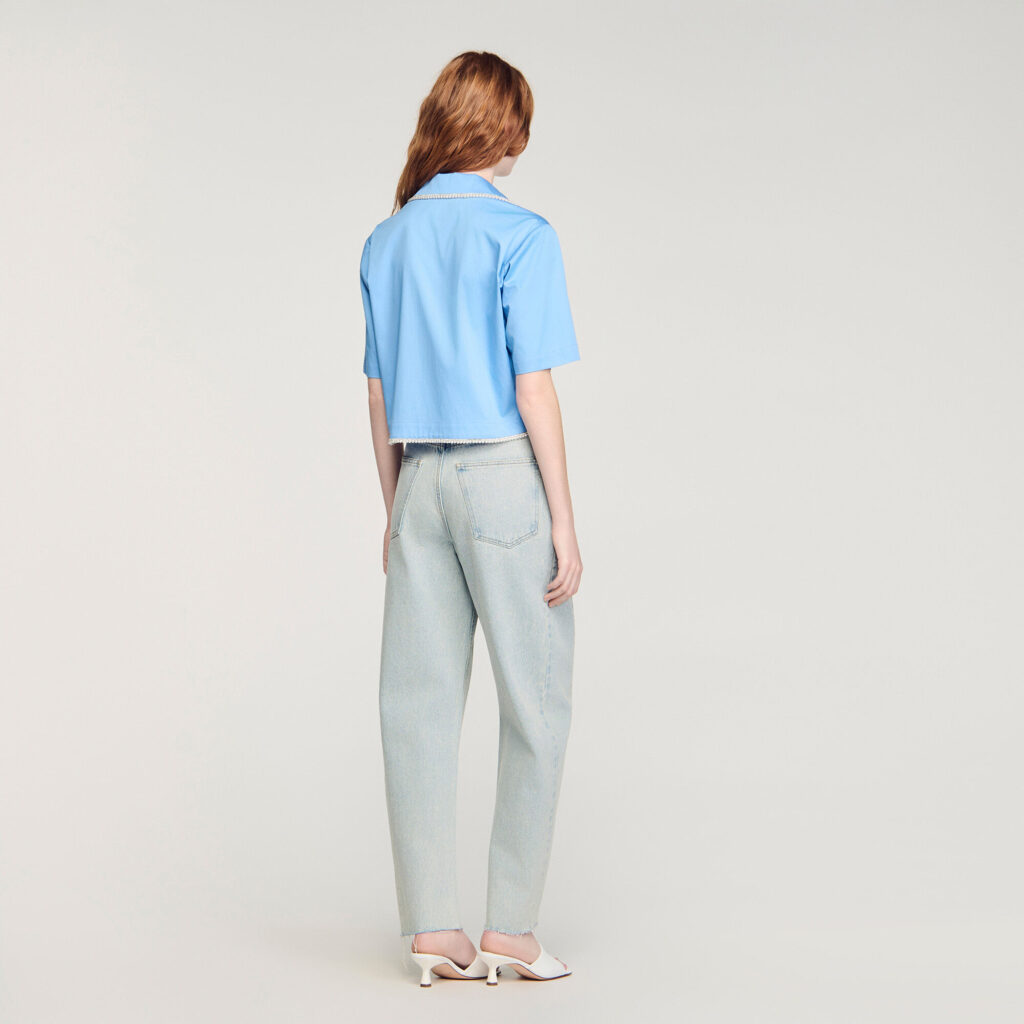 Chemise en coton à galon perlé