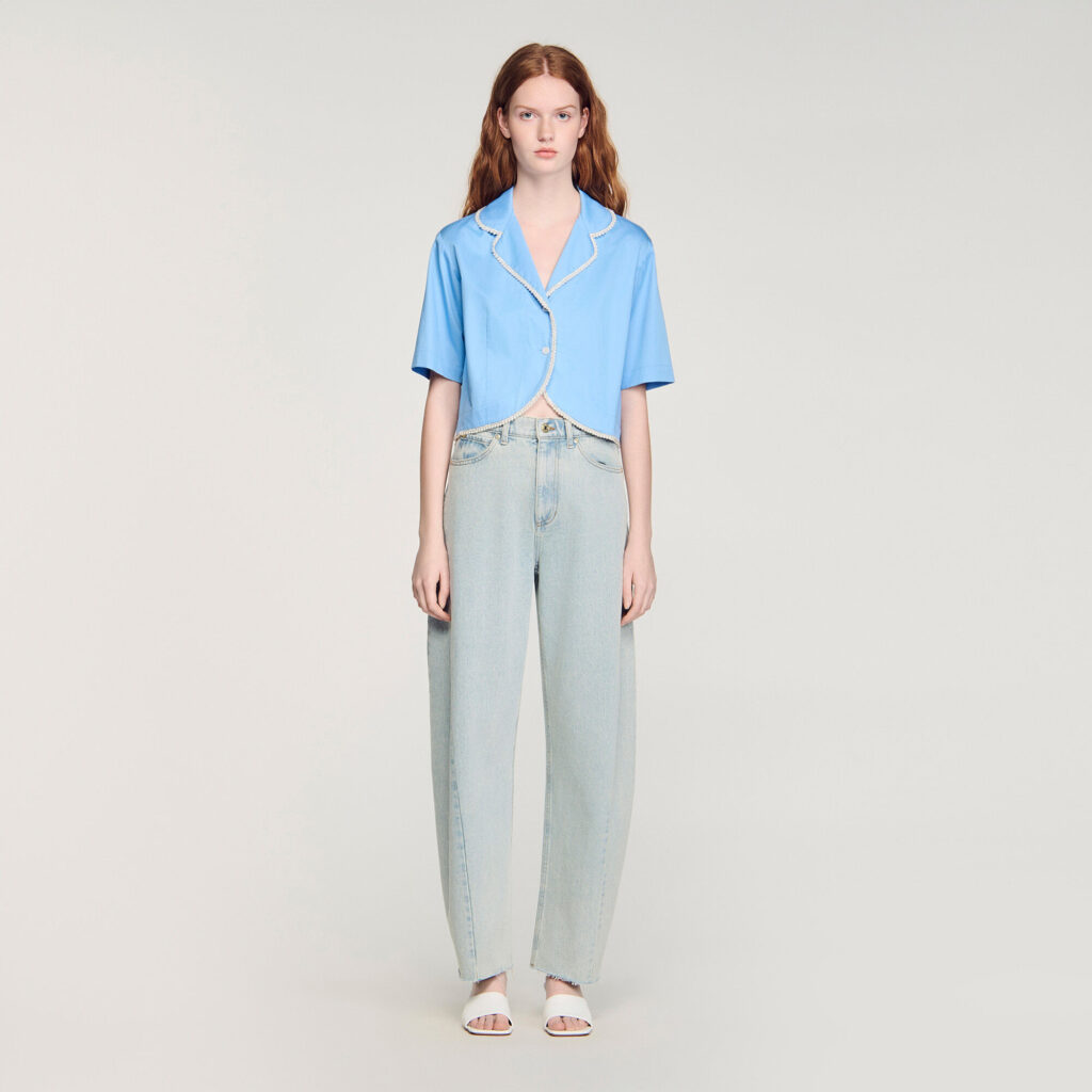 Chemise en coton à galon perlé