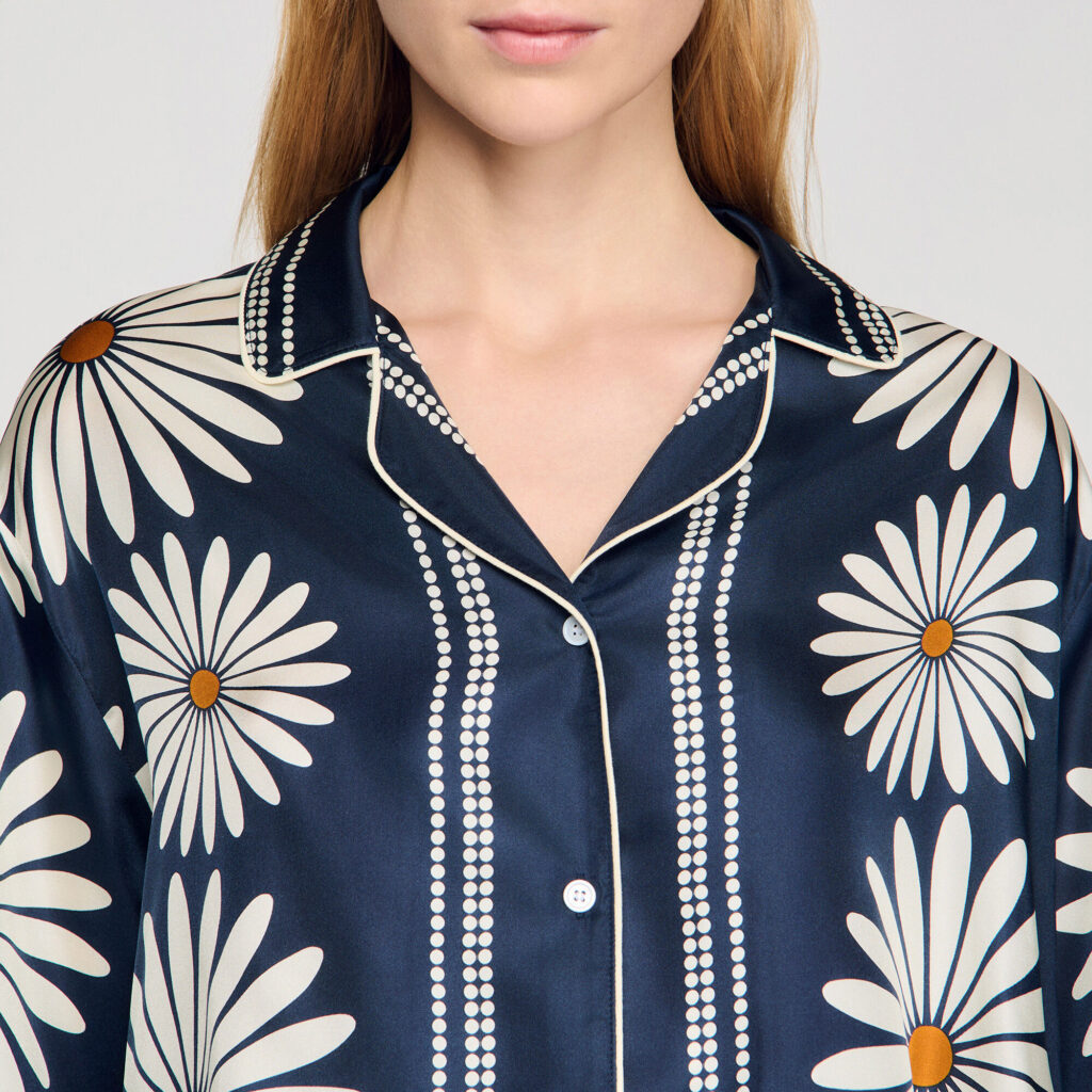 Chemise en soie imprimé fleur