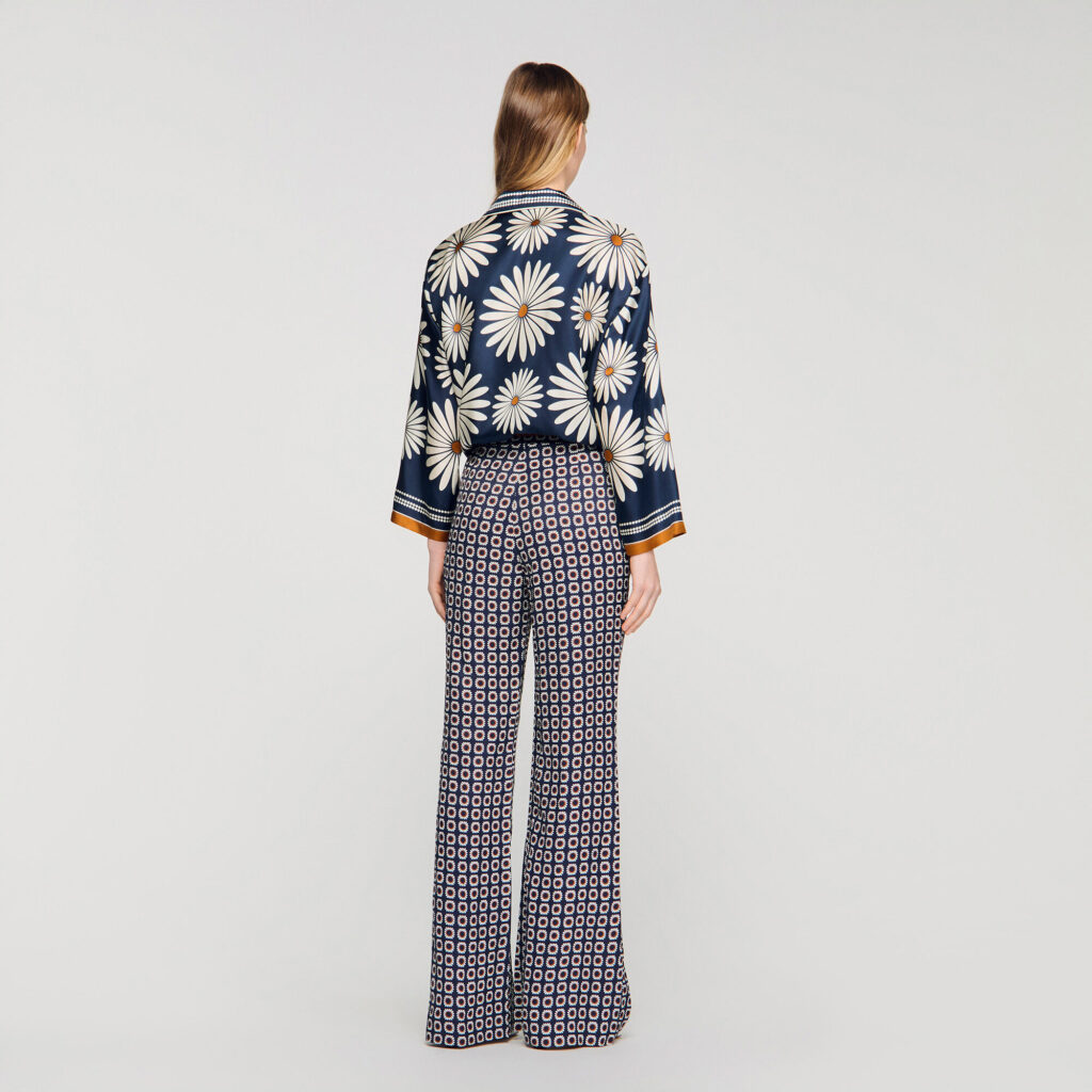 Chemise en soie imprimé fleur