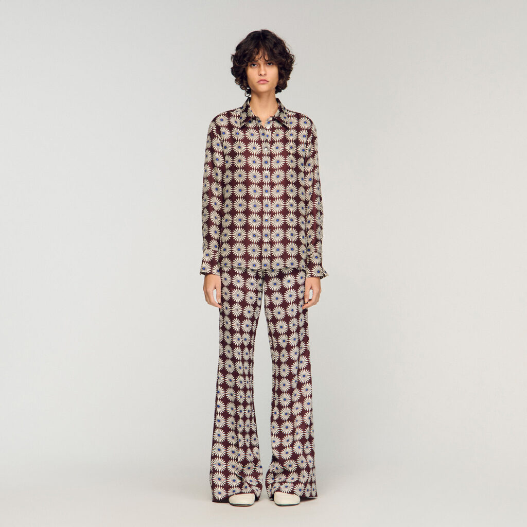 Chemise en soie à imprimé fleur