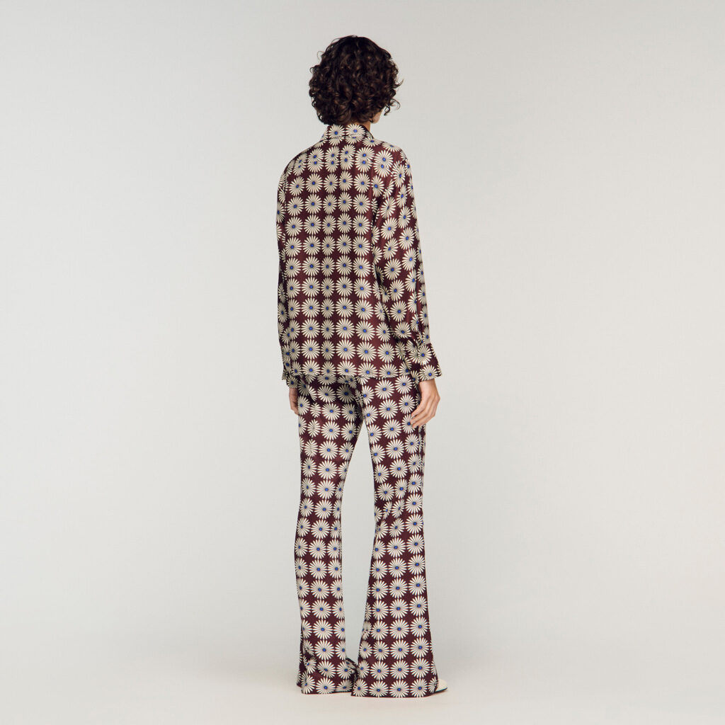 Chemise en soie à imprimé fleur