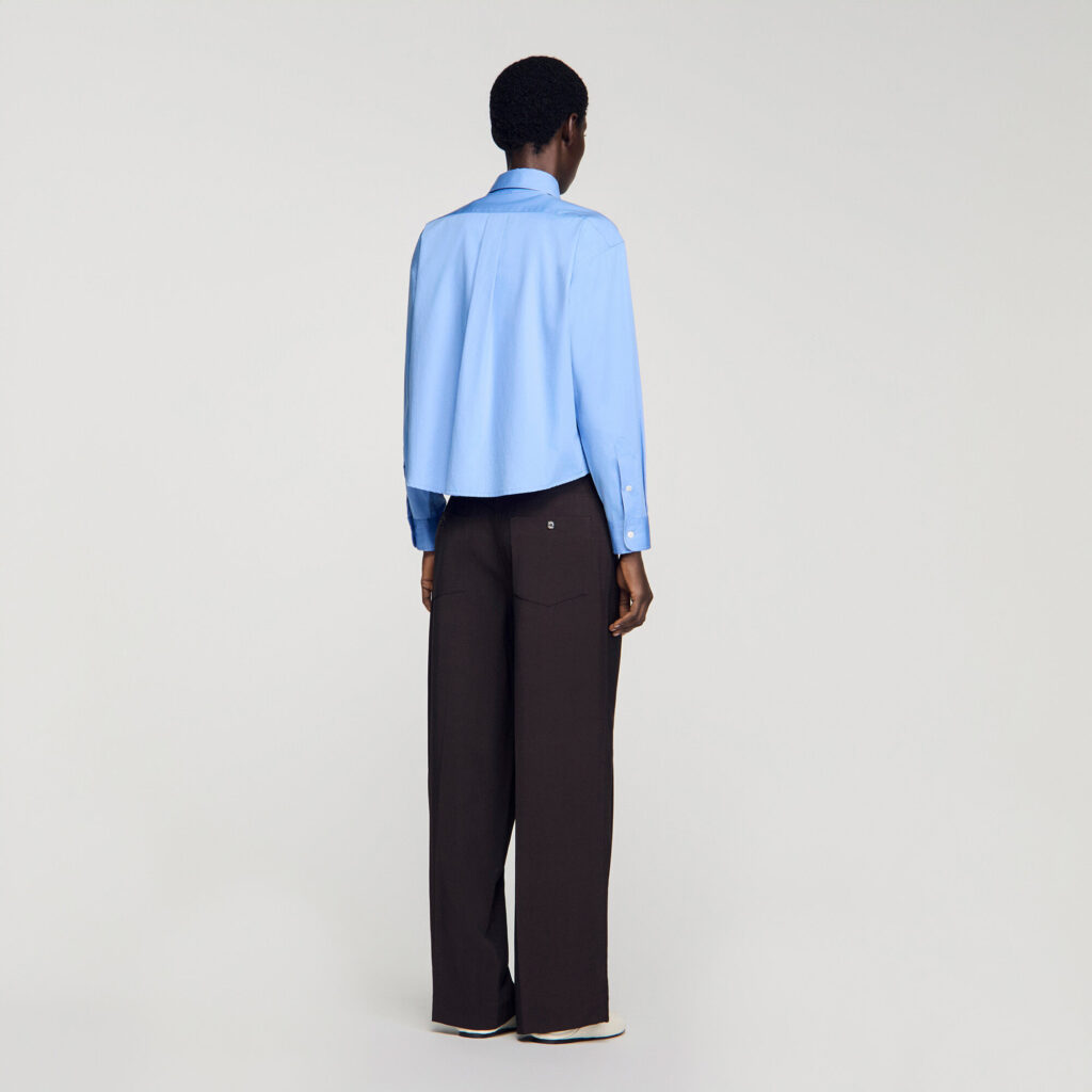 Chemise courte zippée en coton logo