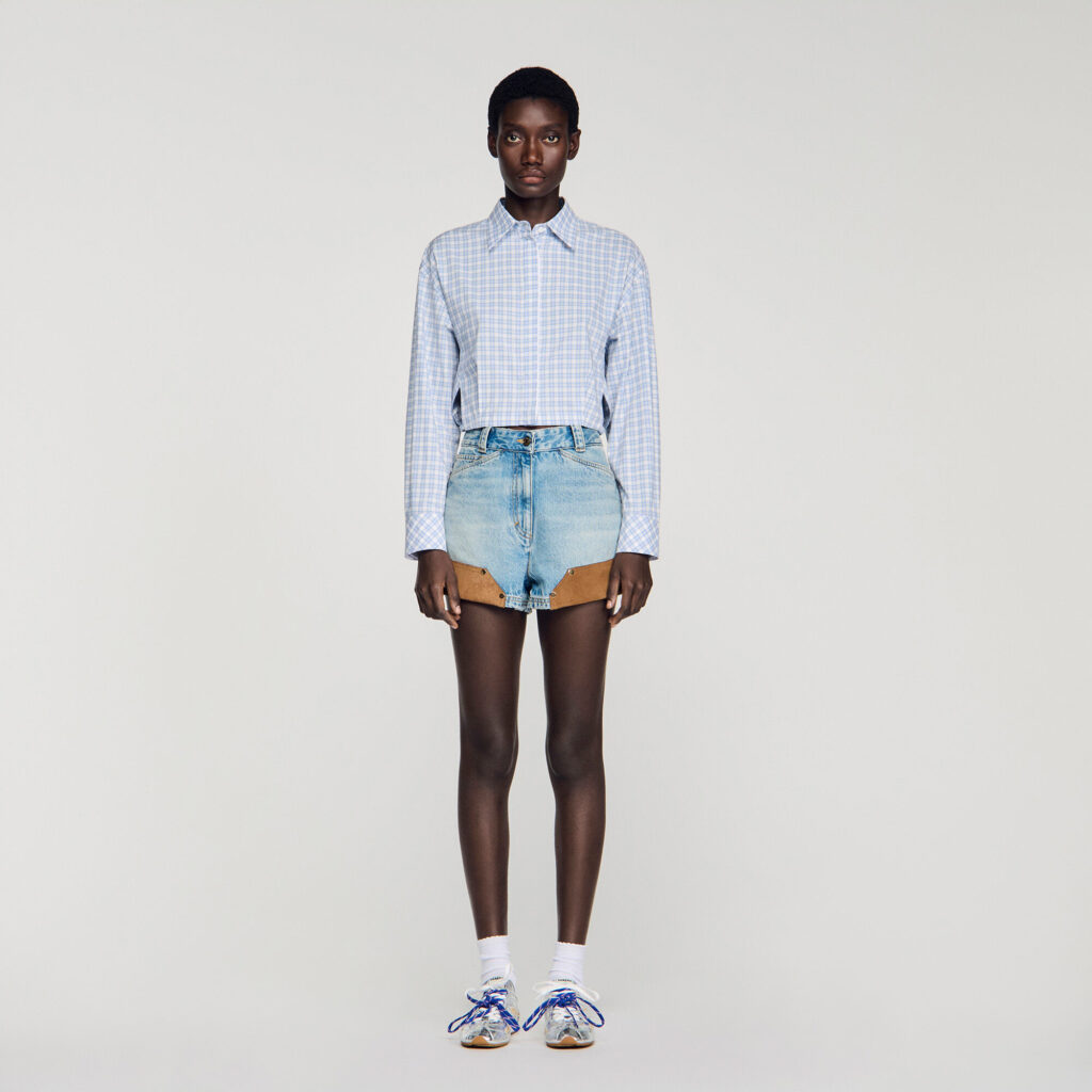 Chemise courte à carreaux