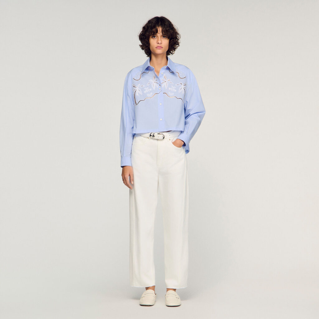 Chemise en coton brodée