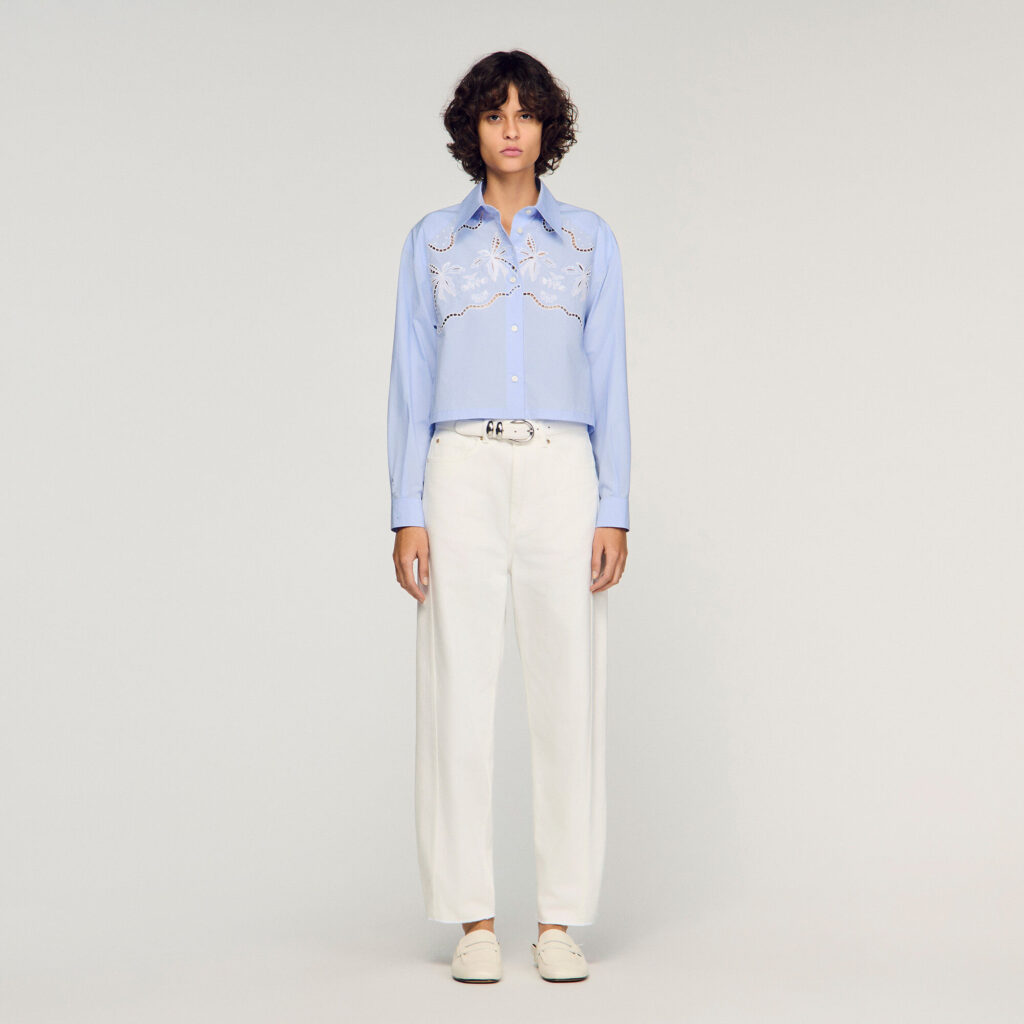 Chemise en coton brodée
