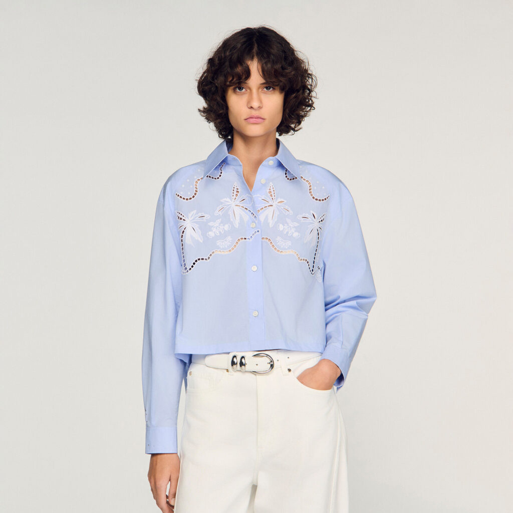 Chemise en coton brodée