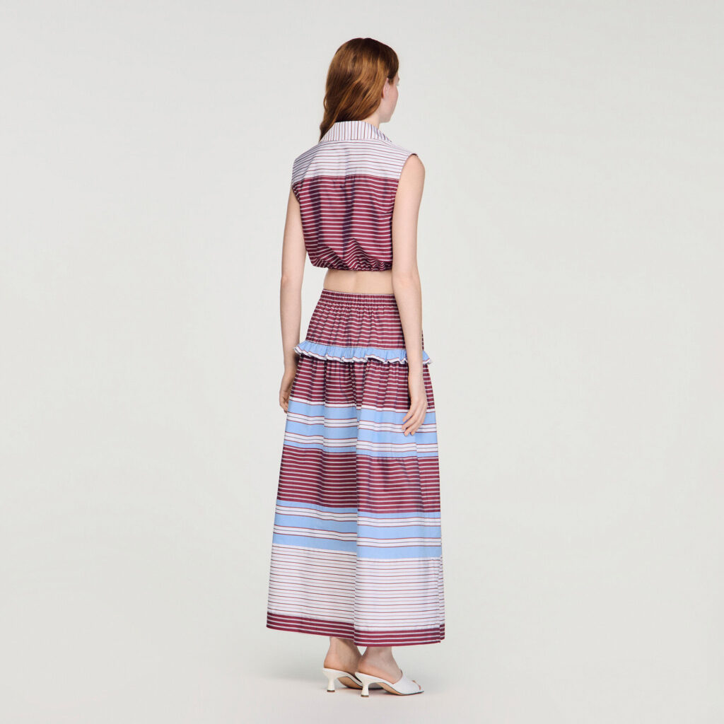 Chemise courte en coton à rayures