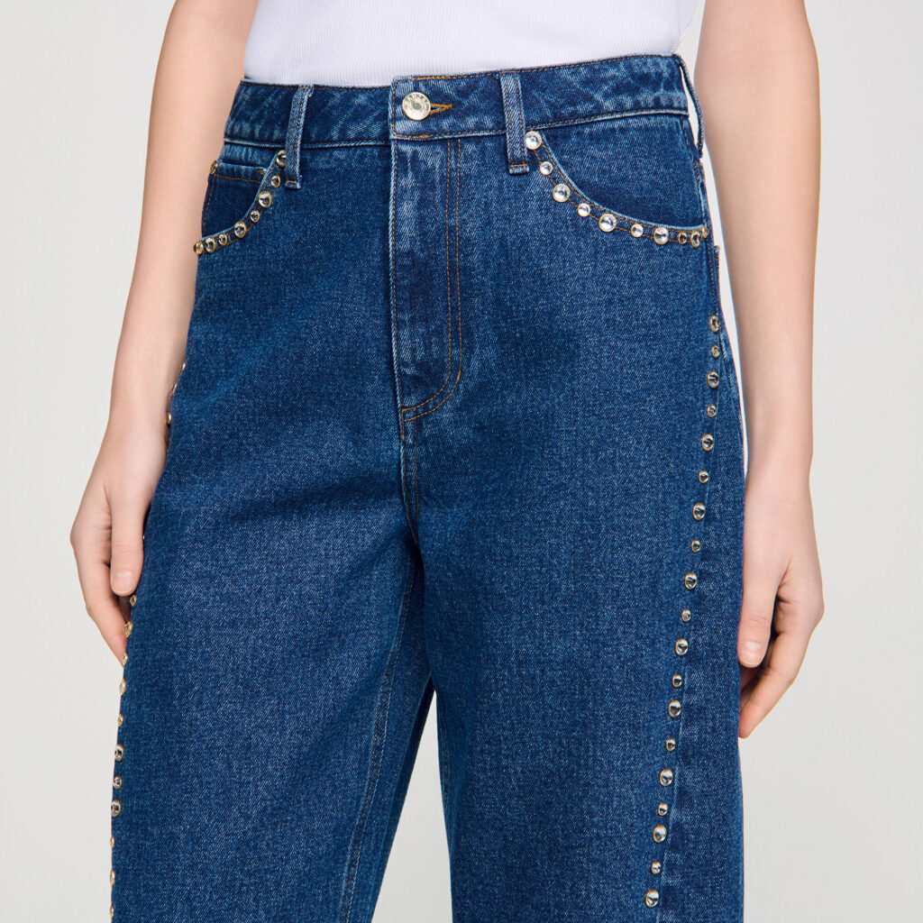 Jean barrel à strass