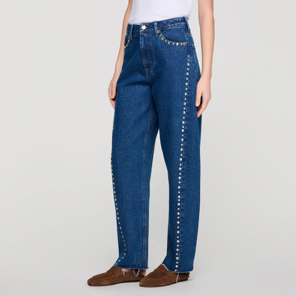 Jean barrel à strass