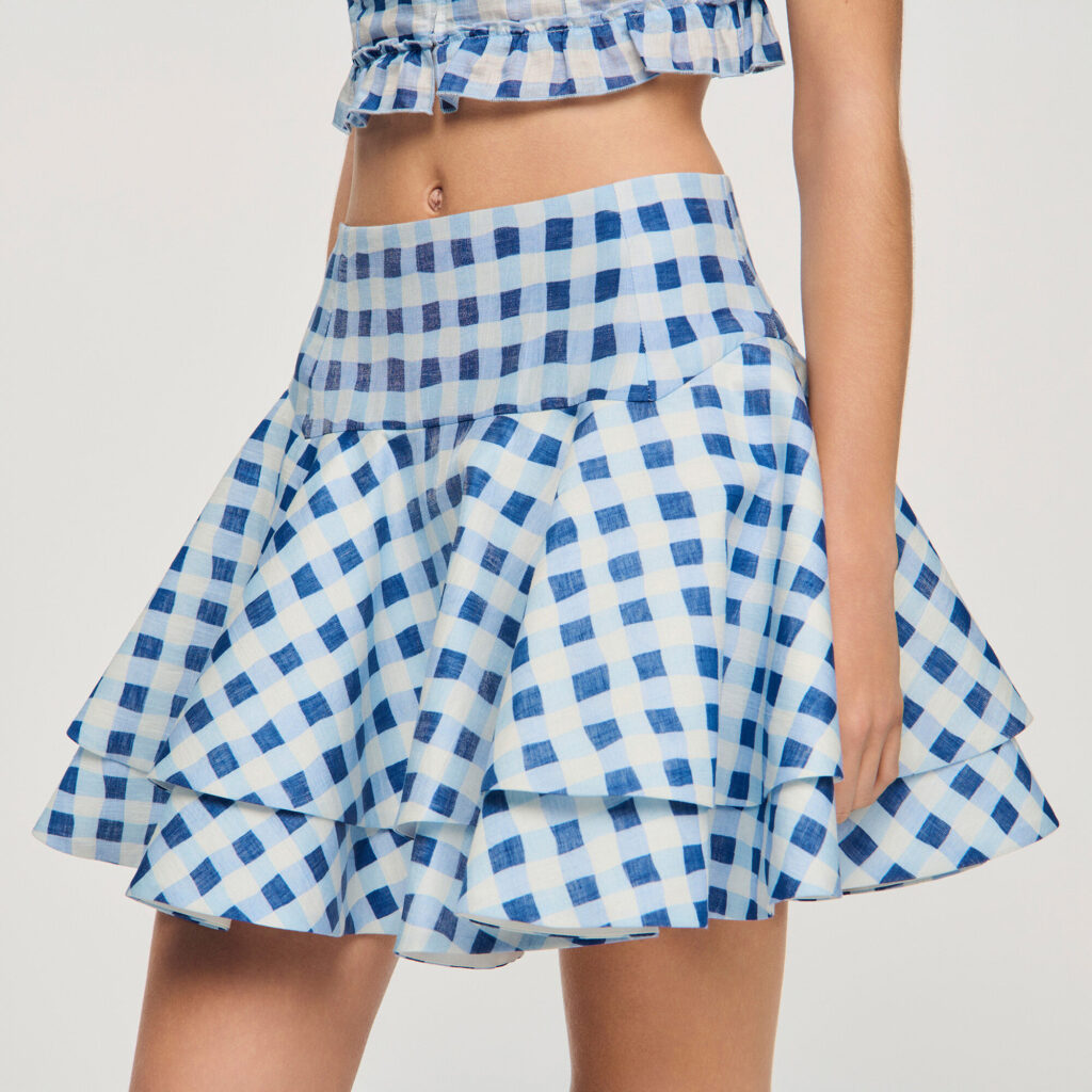 Jupe courte vichy en lin