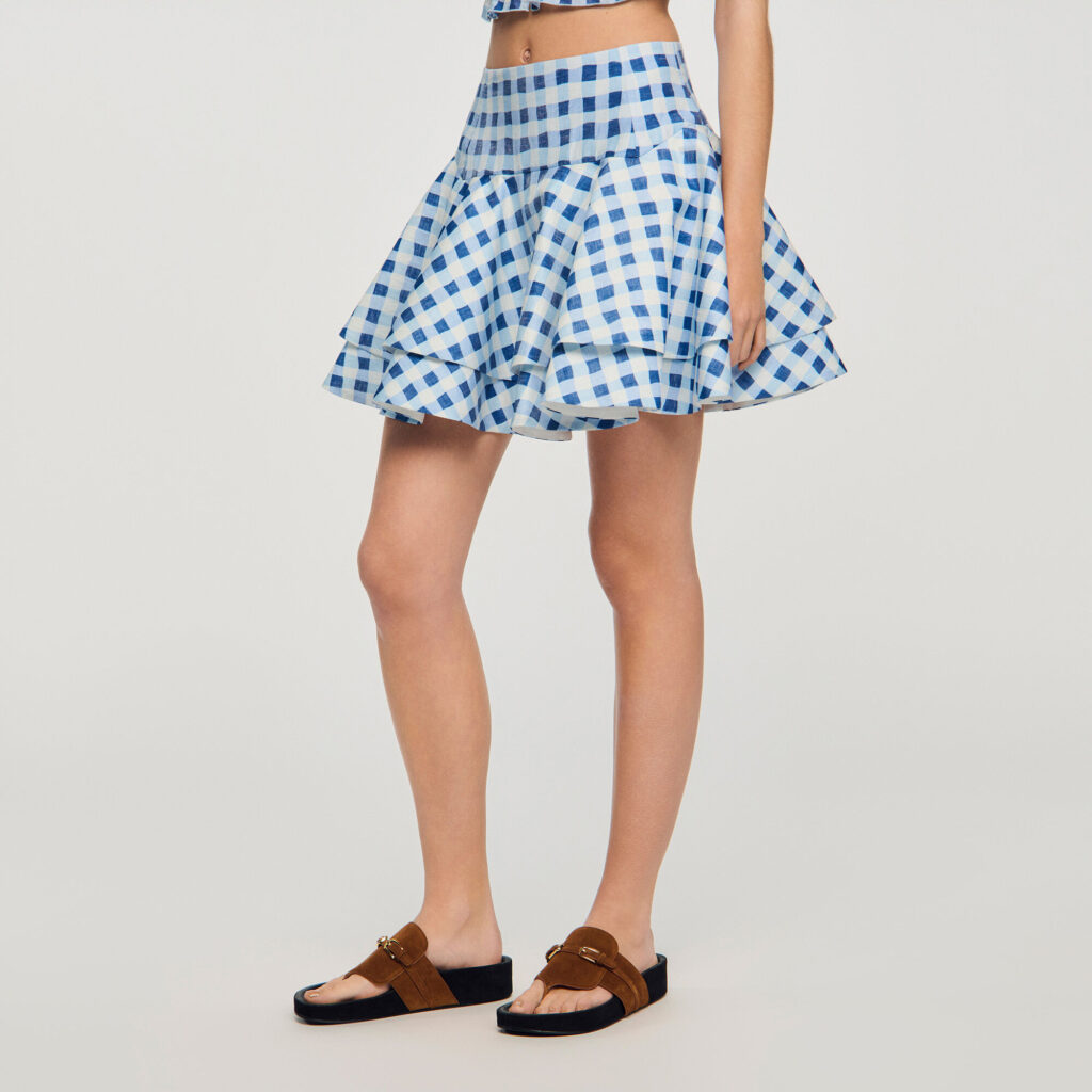 Jupe courte vichy en lin
