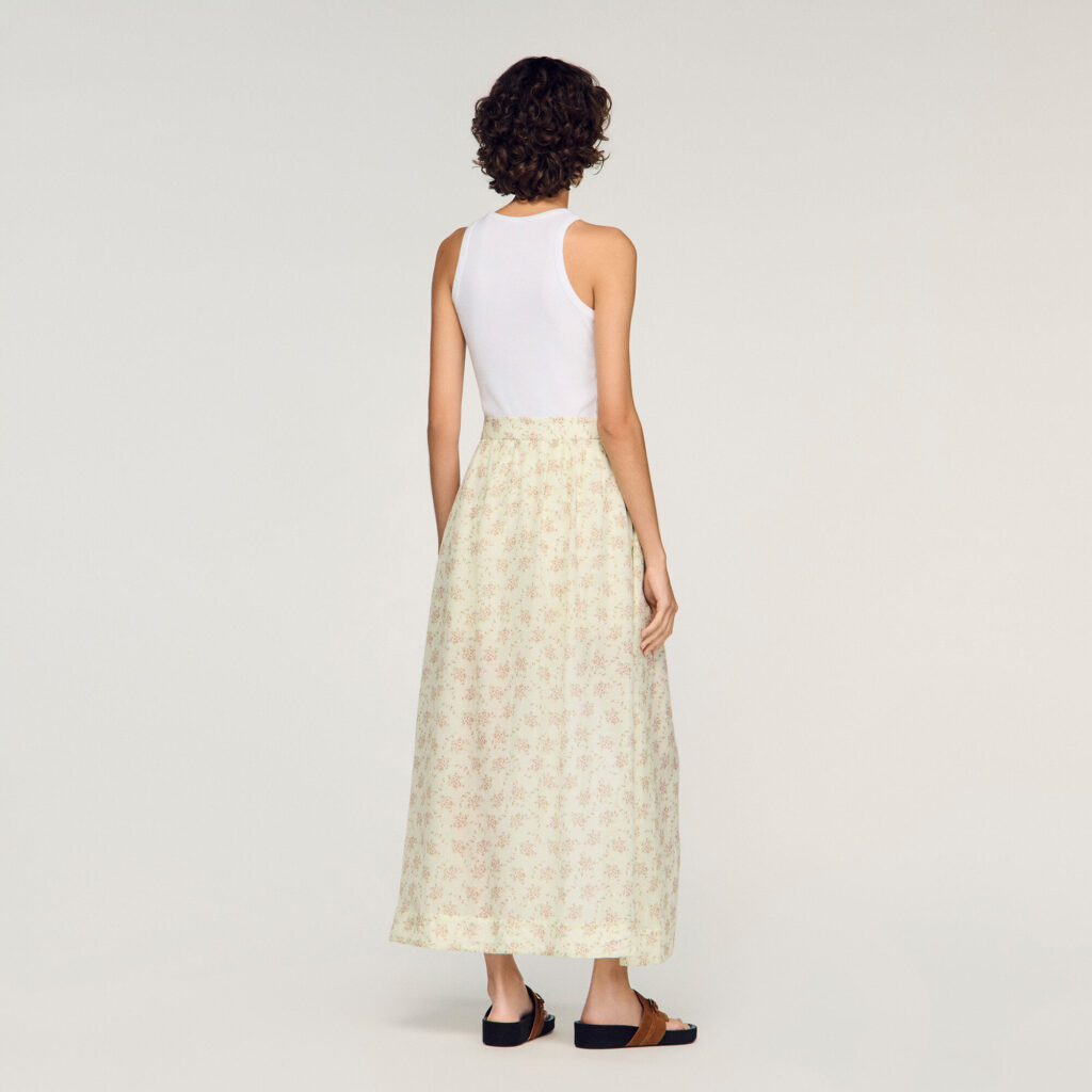 Jupe short longue à imprimé fleurs