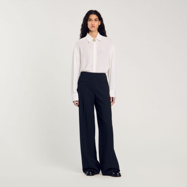 Pantalon large à fines rayures