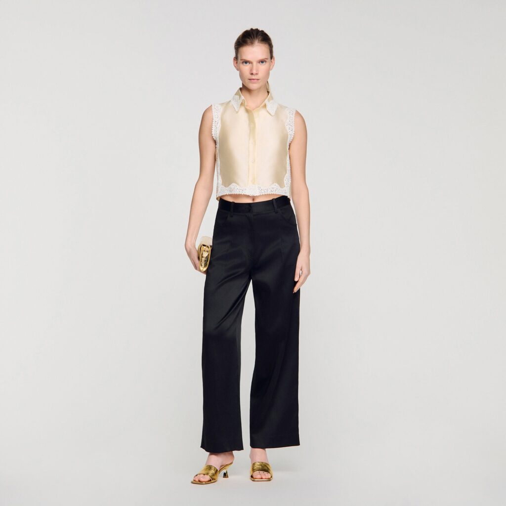 Pantalon large satiné