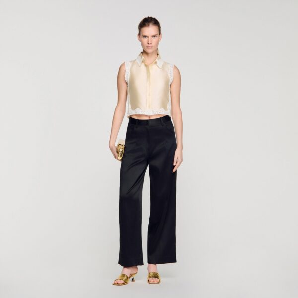 Pantalon large satiné