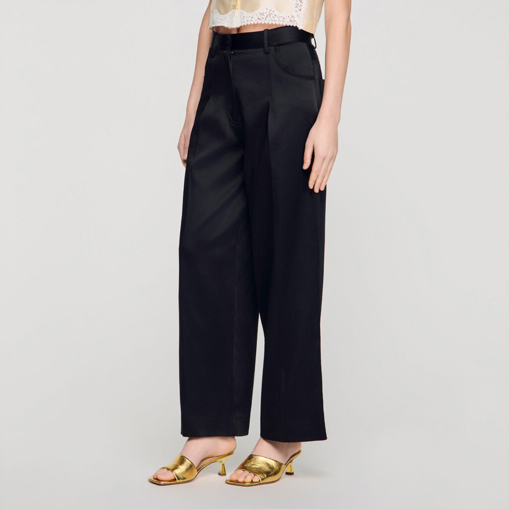 Pantalon large satiné