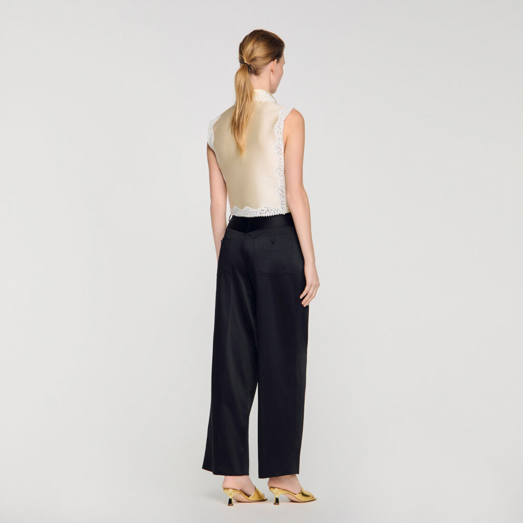 Pantalon large satiné