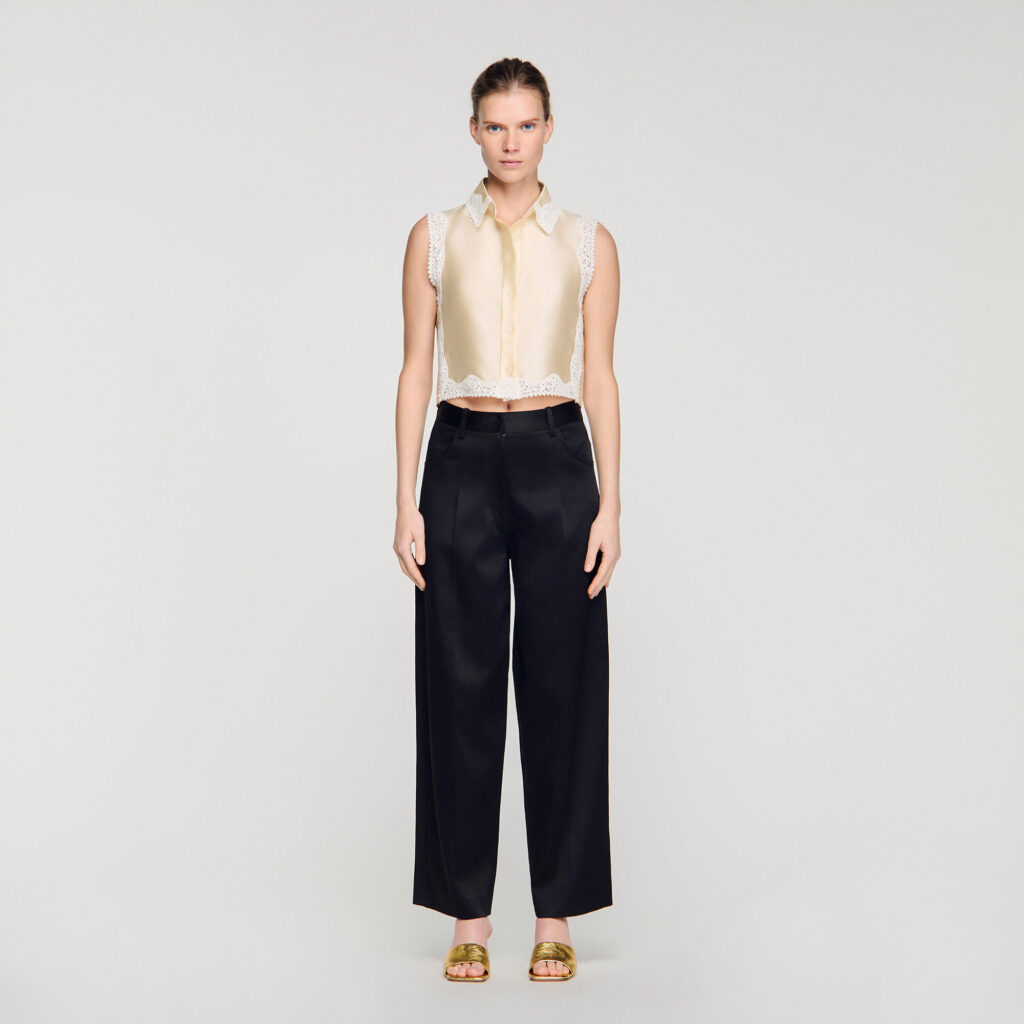 Pantalon large satiné