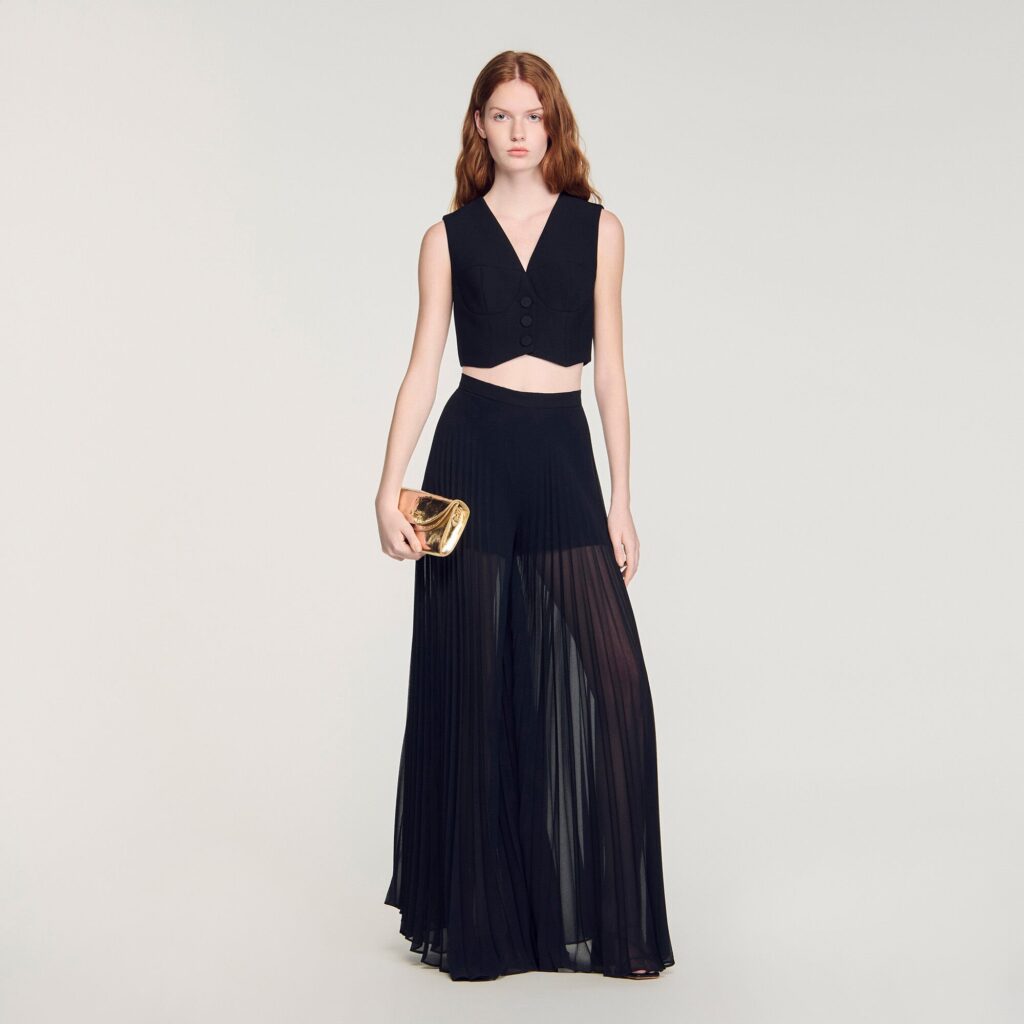 Pantalon large plissé